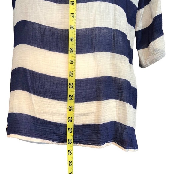J. Crew blue and white striped gauzy tunic swim cover-up, Medium - Picture 4 of 7